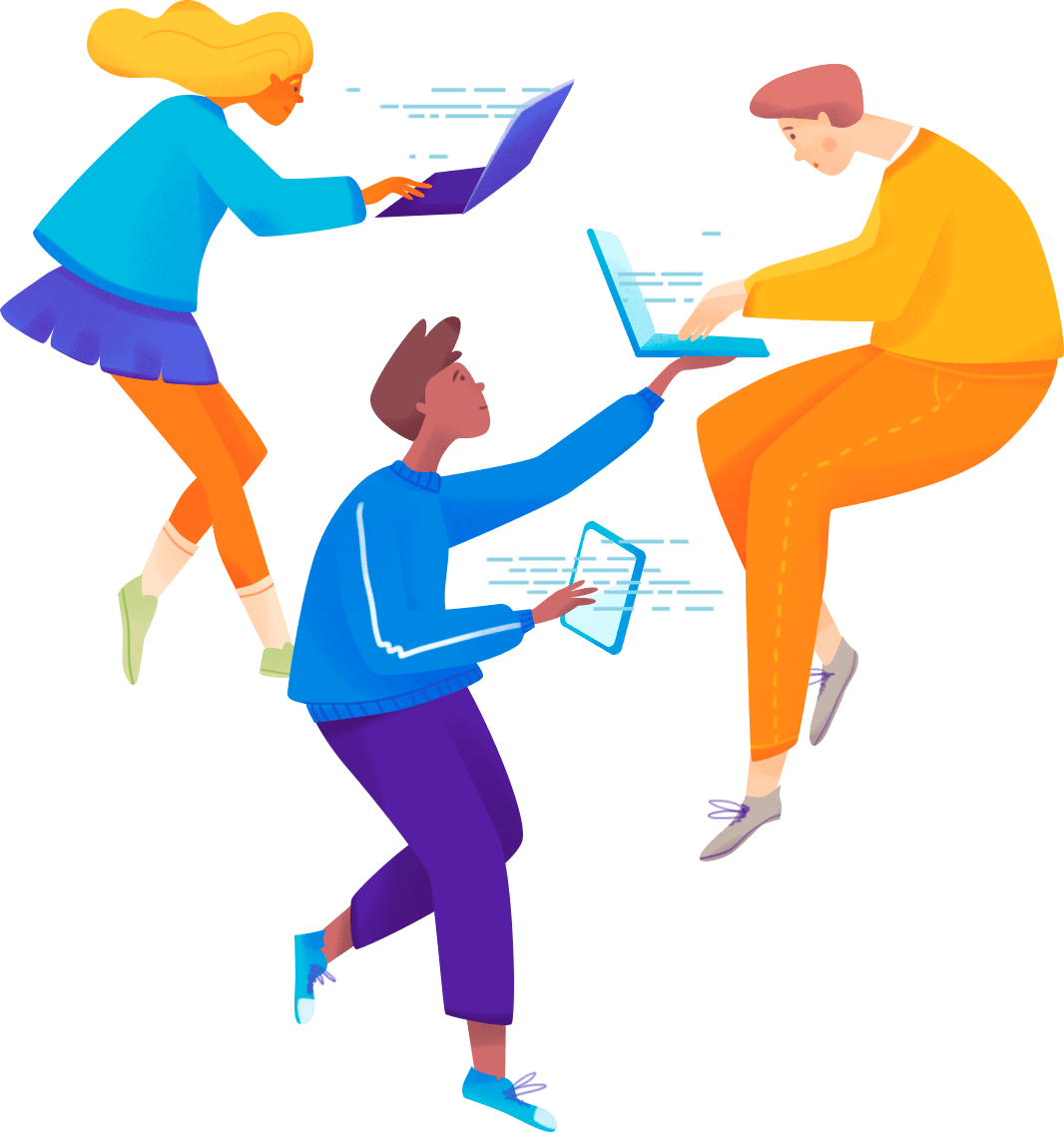 People collaborating on software development
