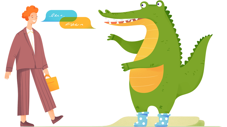 Croco and client talking