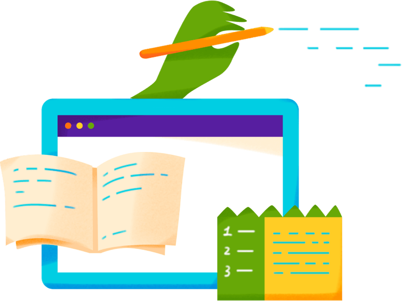 Illustration showing web development topics and architecture planning