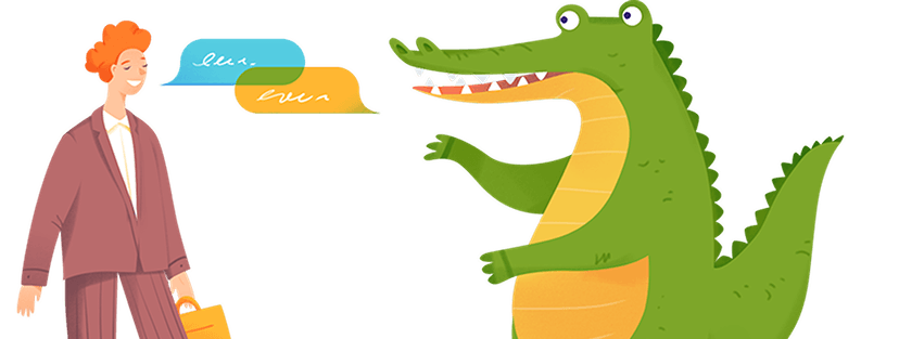 Illustration of a video meeting with Crocoder team member