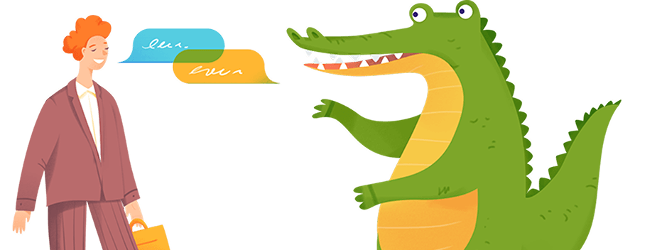 Illustration of a video meeting with Crocoder team member