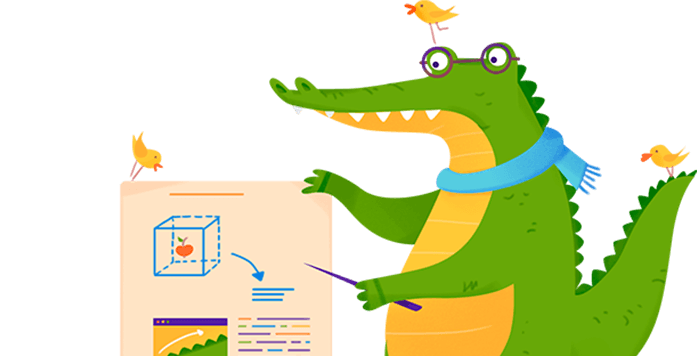 Crocodile presenting some cool slides.