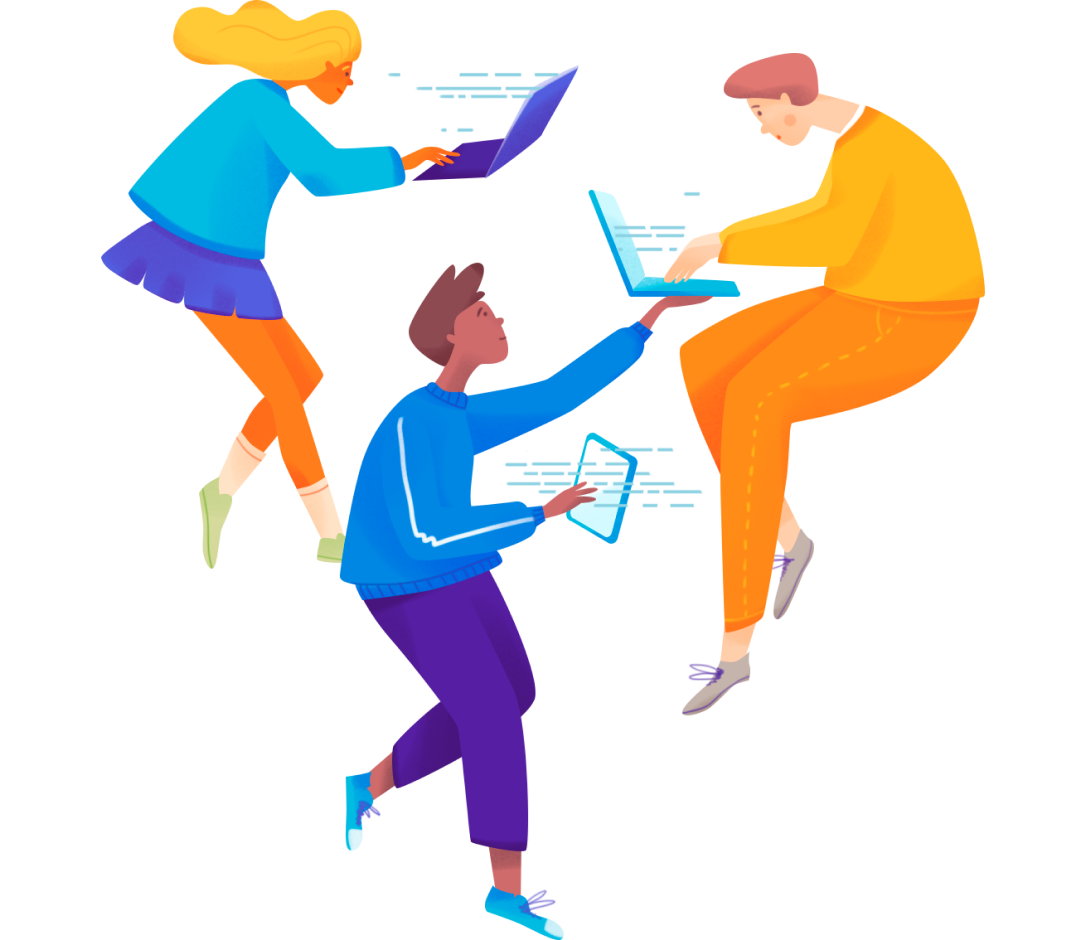 Group of people working on their laptops and collaborating